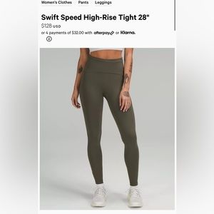 Swift Speed High-Rise Tight 28” Lululemon army green